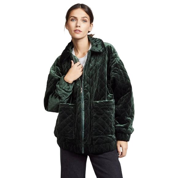 I.AM.GIA Contraband Green Quilted Velvet Puffer Jacket - Picture 1 of 8